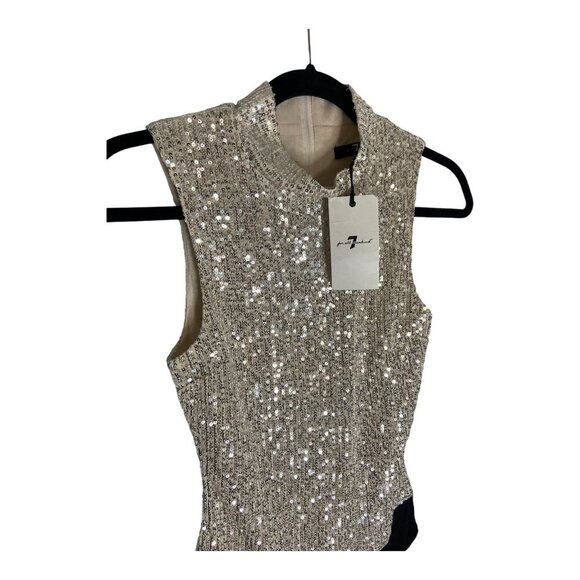 NWT 7 For All Mankind Sequin Snap Button Closure Bodysuit-sz Small - Picture 4 of 12